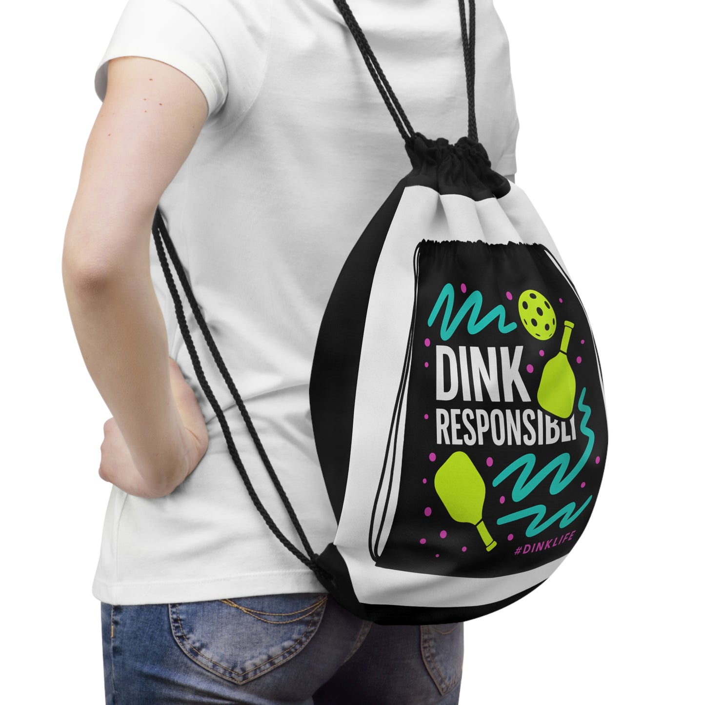 Pickleball Provisions Drawstring Bag – “Gear Up. Dink Hard.”