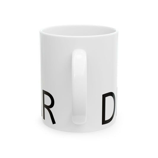 Stylish Ceramic Mug with Bold Typography, Perfect for Coffee Lovers, Unique Gift for Birthdays, Modern Kitchen Decor, Office Use