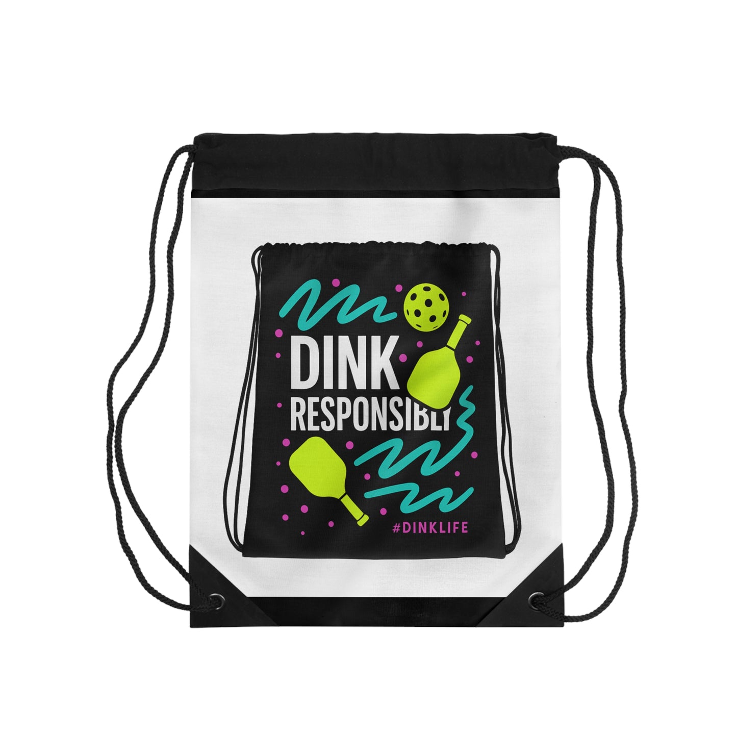 Pickleball Provisions Drawstring Bag – “Gear Up. Dink Hard.”